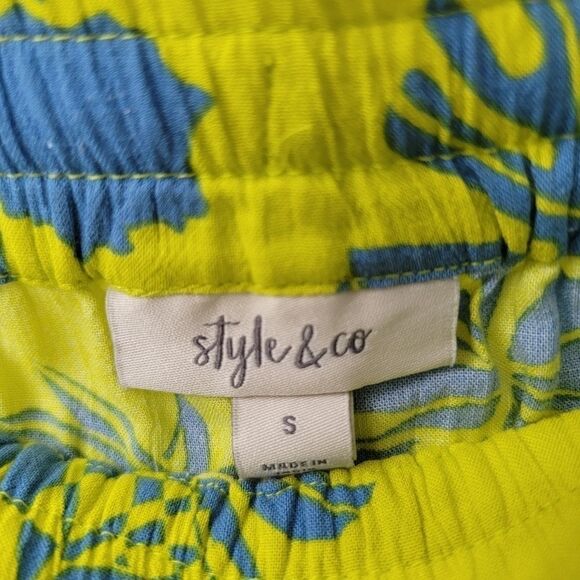 STYLE & CO Mid Rise Tie Waist Yellow Breeze Shorts Size Small - Picture 4 of 7